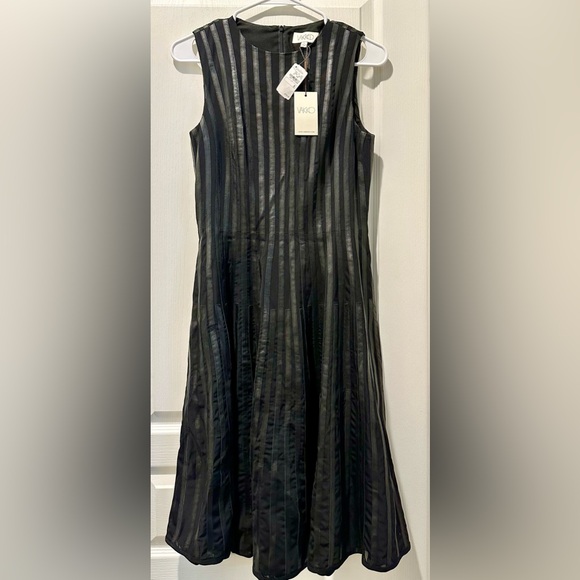 NWT Vakko Sleeveless Leather Stripe A-line Midi Dresss - Picture 4 of 8